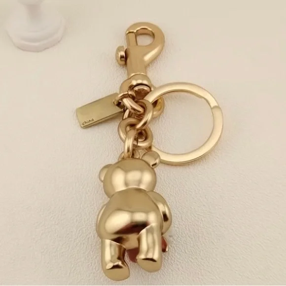 Coach Gold Bear Keychain with Flowers - Picture 4 of 4